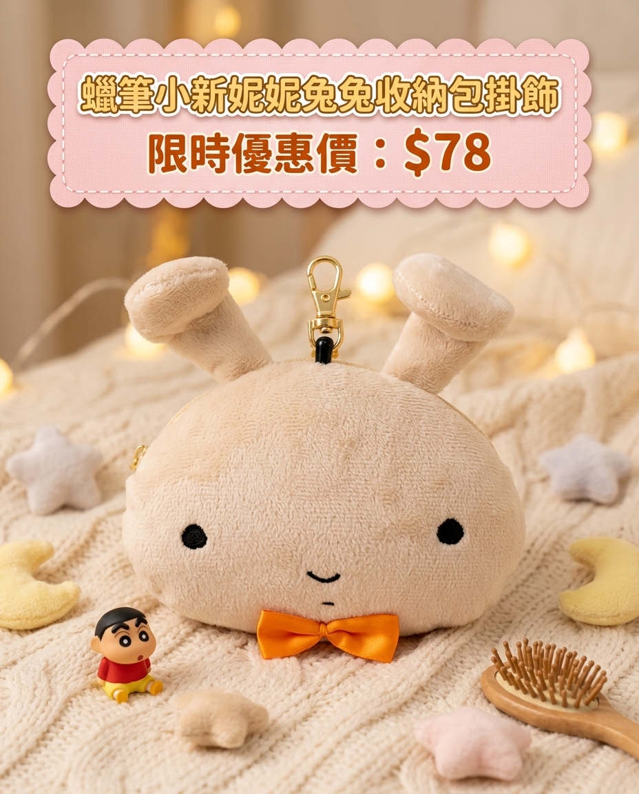 蠟筆小新妮妮兔兔收納包掛飾 2192