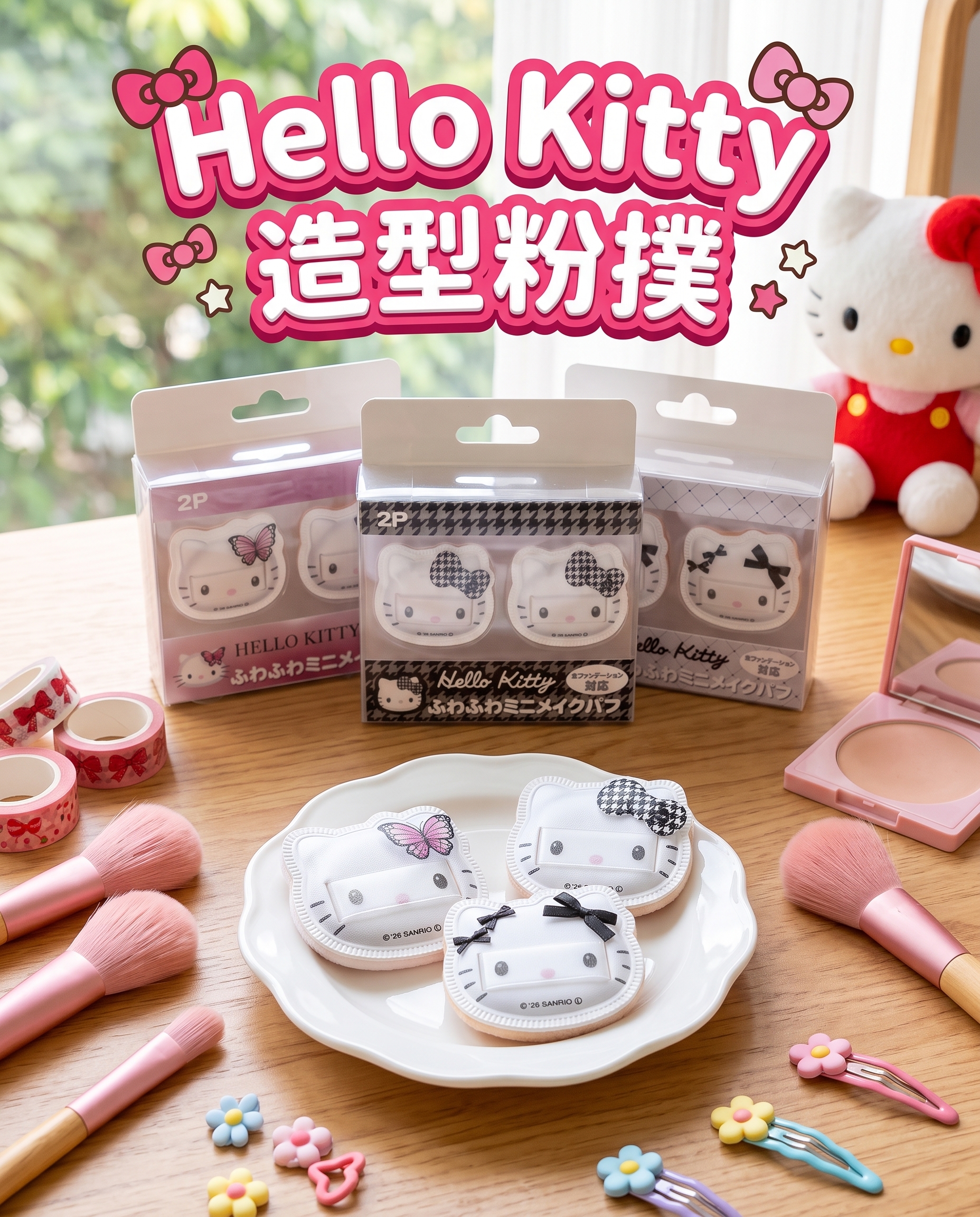 Hello Kitty 造型粉撲 2個 2921